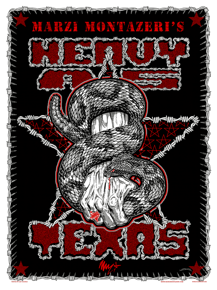 Marzi Montazeri's Heavy As Texas screen print poster. $-color with a glow ink, 18x24 available at www.marzimontazeri.com